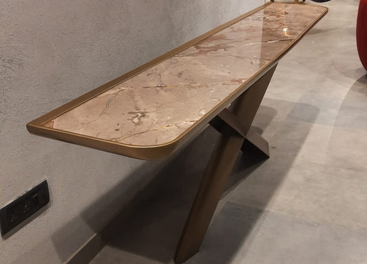 X- Console metal base and marble top  (IND Dash Bespoke)