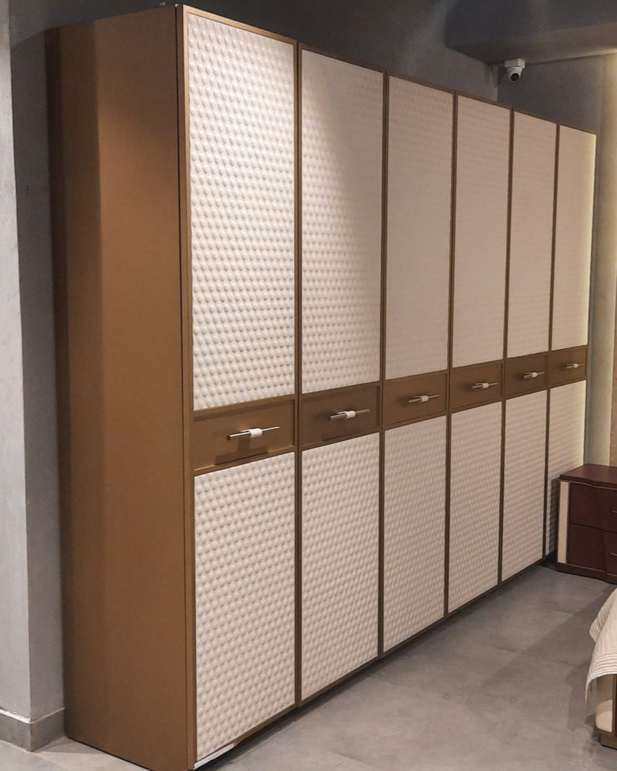 Wardrobe with letherette and metal finish (IND Dash Bespoke)