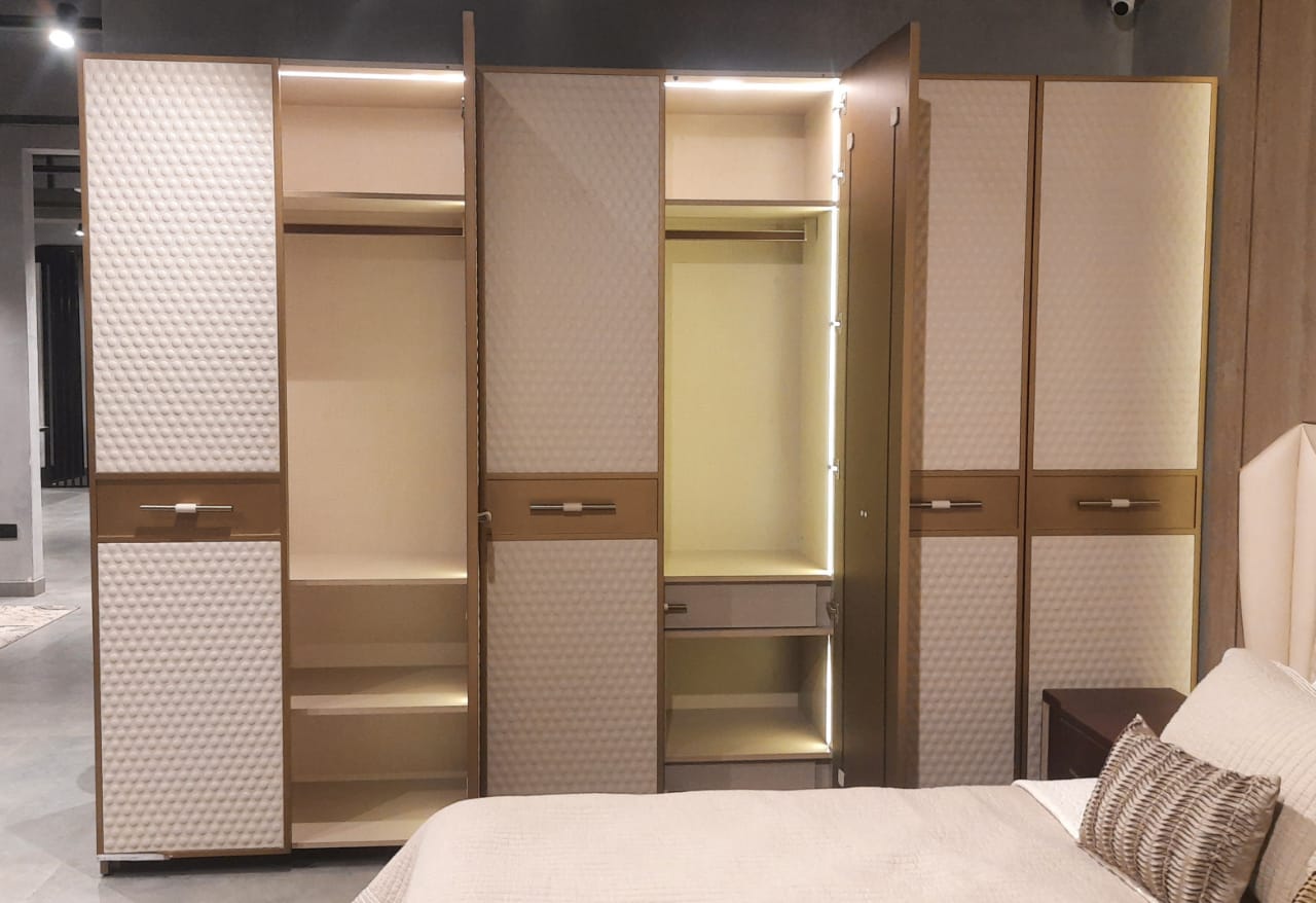Wardrobe with letherette and metal finish (IND Dash Bespoke)