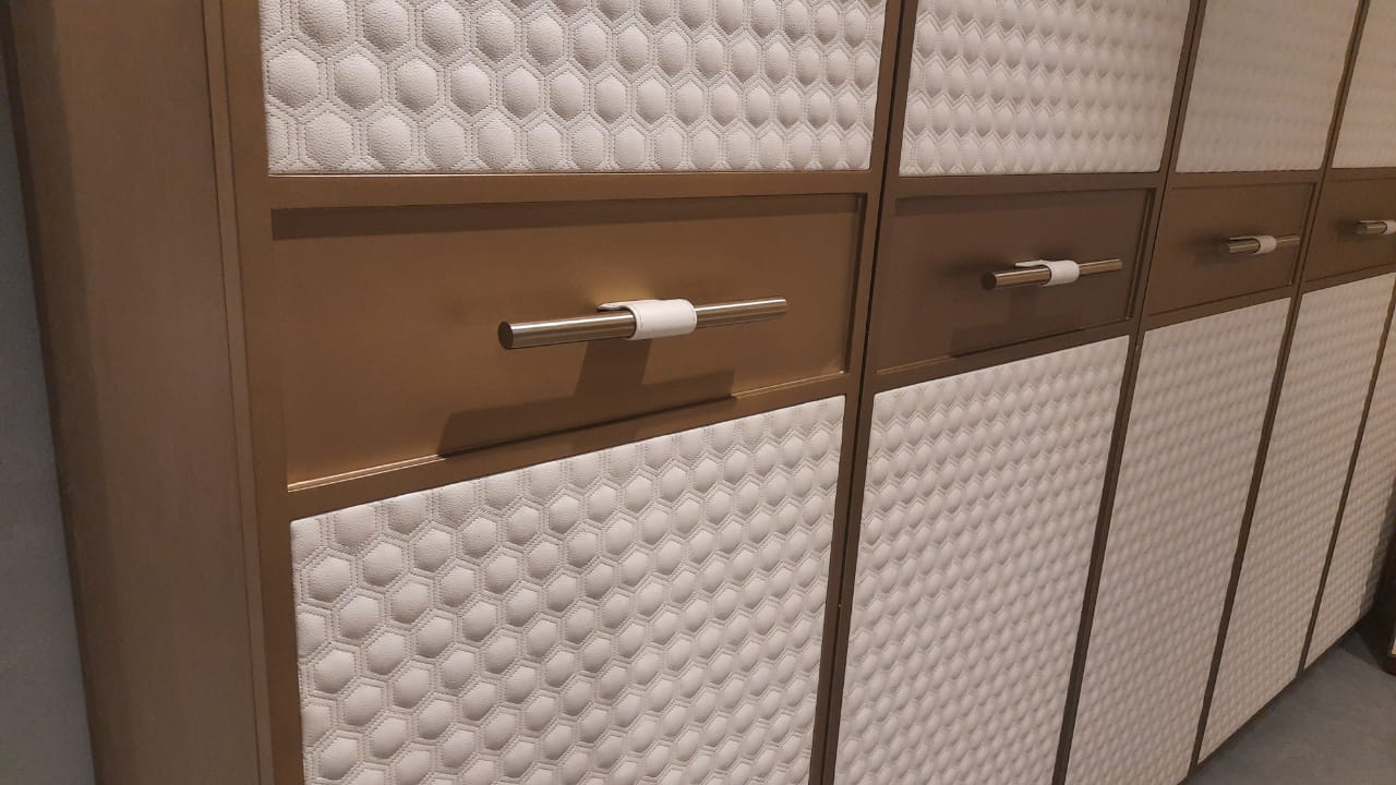 Wardrobe with letherette and metal finish (IND Dash Bespoke)